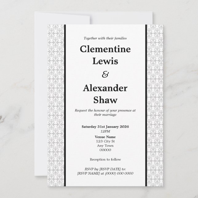 Invitación Elegant Black and White Art Deco Style (Anverso)