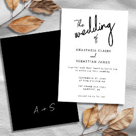 Invitación Elegant Black and White Calligraphy Script Wedding