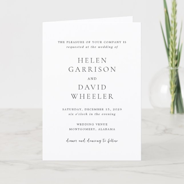 Invitación Elegant Black and White Classic Wedding (Anverso)