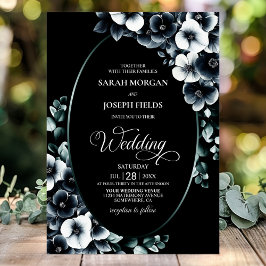 Invitación Elegant Black and White Floral Wedding