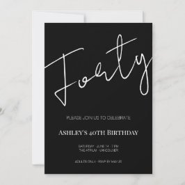 Invitación Elegant Black and White Forty 40th Birthday
