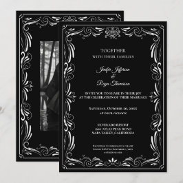 Invitación Elegant black and white Gothic wedding Invitation