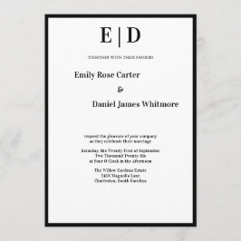 Invitación Elegant Black and White Minimalist Wedding 