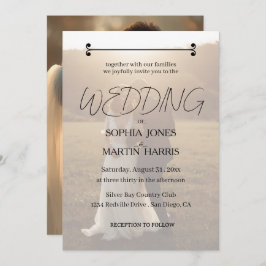 Invitación Elegant Black and White Photo Overlay Wedding 
