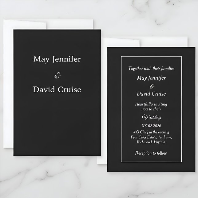 Invitación Elegant Black and White Premium Names Wedding (Subido por el creador)