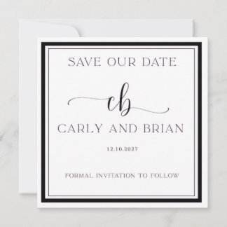 Invitación Elegant Black and White Save the Date