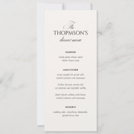 Invitación Elegant Black and White Wedding Menu Card