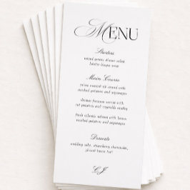 Invitación Elegant Black and White Wedding Menu Card