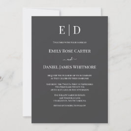 Invitación Elegant Black and White Wedding  Modern Monogram