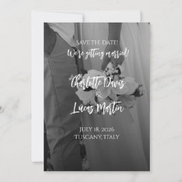 Invitación Elegant Black And White Wedding Save the Date Card