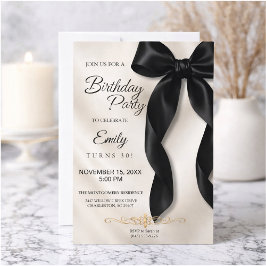 Invitación Elegant Black Bow Birthday Invitation
