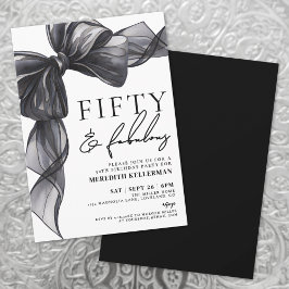 Invitación Elegant Black Bow Fifty & Fabulous 50th Birthday