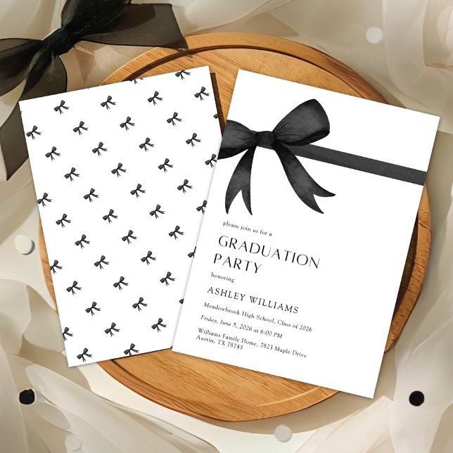 Invitación Elegant Black Bow Graduation Party (Subido por el creador)