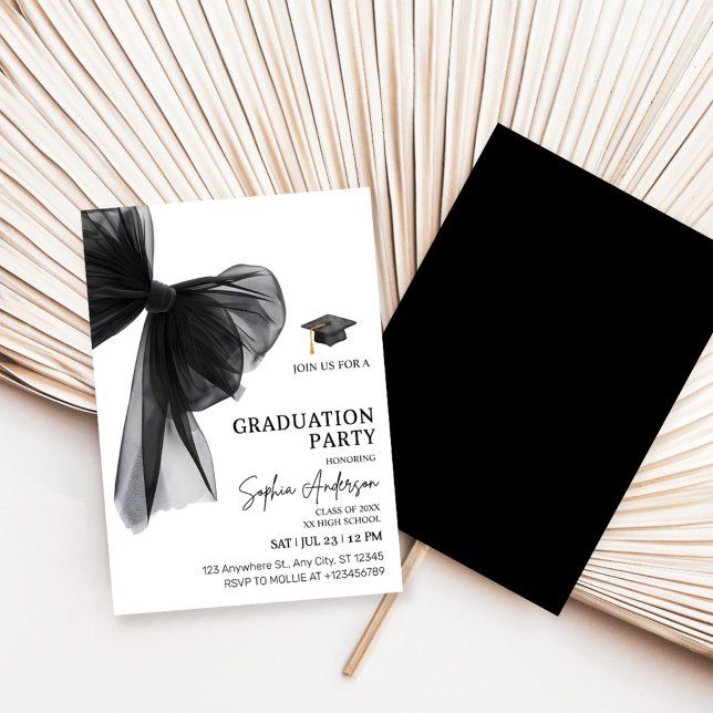 Invitación Elegant Black Bow Graduation Party (Subido por el creador)