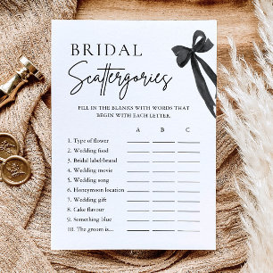 Invitación Elegant Black Bow Juego de Scattergories para Desp