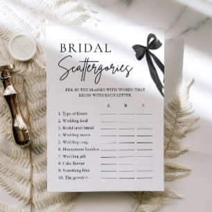 Invitación Elegant Black Bow Juego de Scattergories para Desp