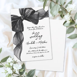 Invitación Elegant Black Bow Whimsical Wedding