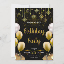 Invitación Elegant Black & Gold Birthday Party