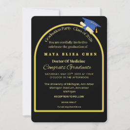 Invitación Elegant Black & Gold Graduate Celebration Invite |