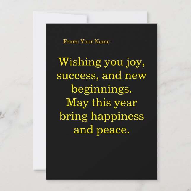 Invitación Elegant Black & Gold Happy New Year Greeting Card (Reverso)