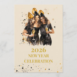 Invitación Elegant Black & Gold New Year Invitation