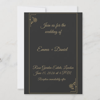 Invitación Elegant Black & Gold Wedding Invitation