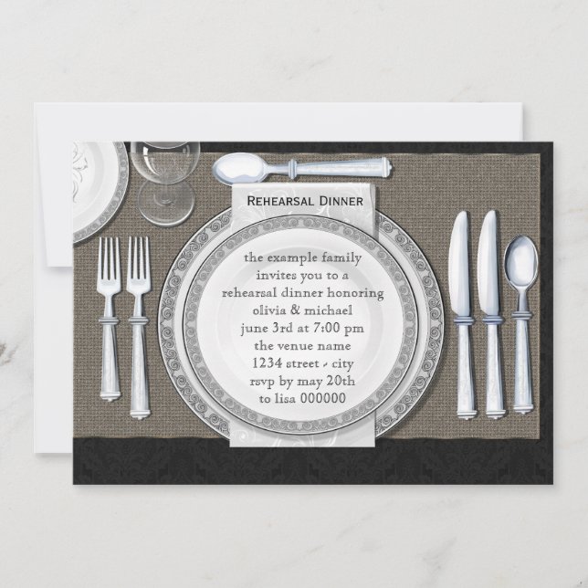 Invitación Elegant Black Rehearsal Dinner Invitations (Anverso)