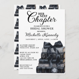 Invitación Elegant Black & White Book Themed Bridal Shower 
