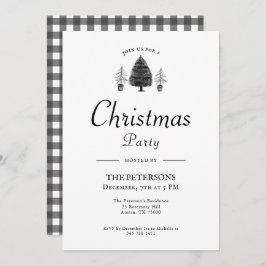Invitación Elegant Black & White Christmas Tree Christmas