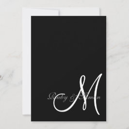 Invitación Elegant Black White Initial Wedding 