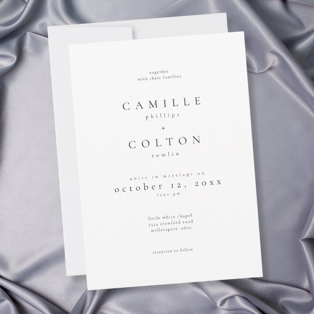 Invitación Elegant Black White Minimalist Wedding (Elegant Black White Minimalist Wedding Invitation)