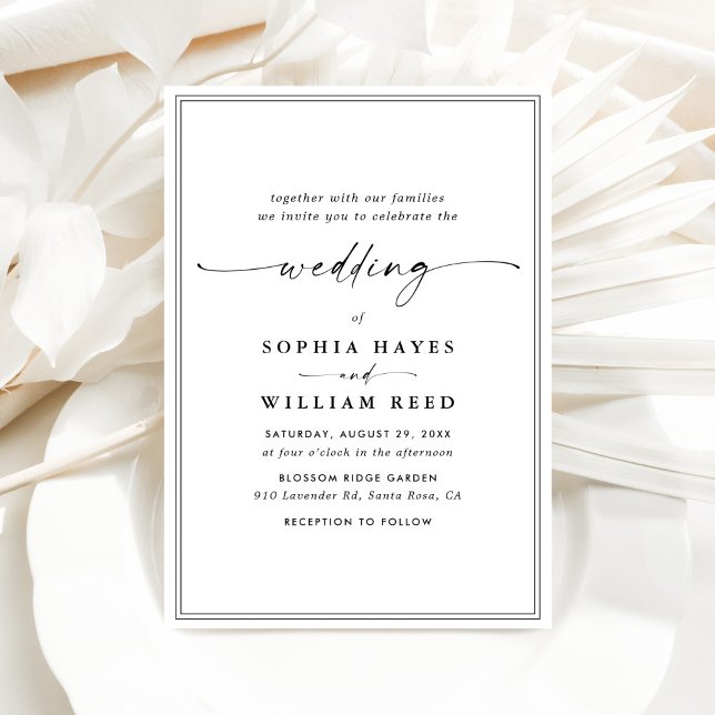 Invitación Elegant Black & White Minimalist Wedding (Subido por el creador)