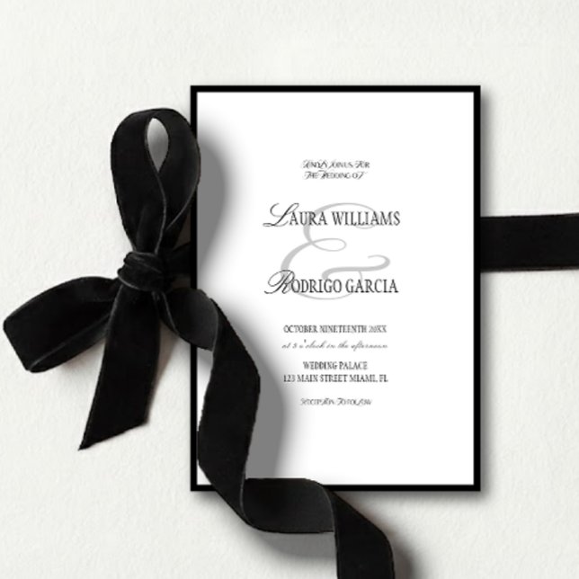 Invitación Elegant Black White Old Money Wedding (Subido por el creador)