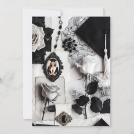 Invitación Elegant Black White Photo Graduation Announcement