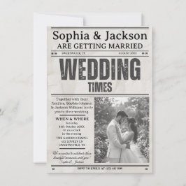 Invitación Elegant Black & White Photos Wedding Newspaper    