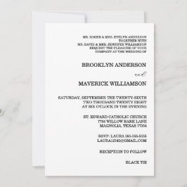 Invitación Elegant Black & White Rose Wedding Invitation