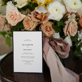 Invitación Elegant Black & White Typography Wedding