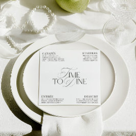 Invitación Elegant Black & White Wedding Dinner Menu Card