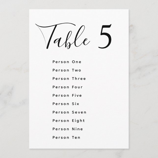 Invitación Elegant black & white wedding seating chart cards (Anverso)