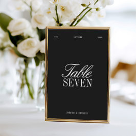 Invitación Elegant Black & White Wedding Table Number