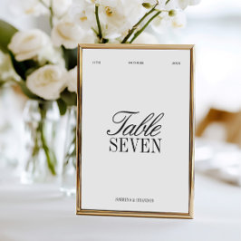 Invitación Elegant Black & White Wedding Table Number