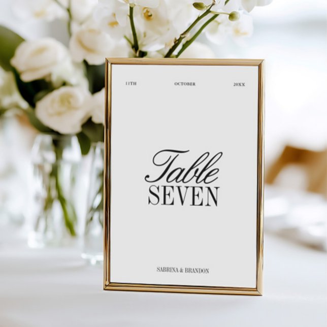 Invitación Elegant Black & White Wedding Table Number (Elegant Black & White Wedding Table Number)