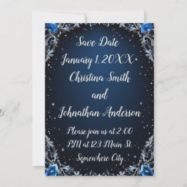 Invitación Elegant Blue and Crystal Design Wedding Invitation