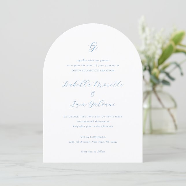 Invitación Elegant Blue and White Coastal Chic Wedding (Anverso de pie)