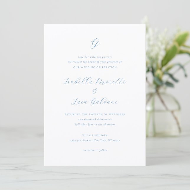 Invitación Elegant Blue and White Coastal Chic Wedding (Anverso de pie)