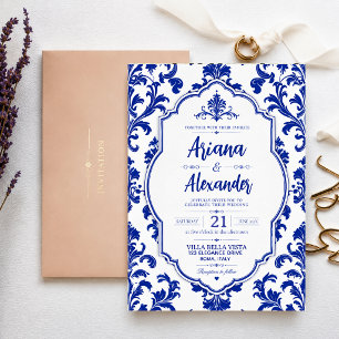 Invitación Elegant Blue and White Floral Classic Chinoiserie 