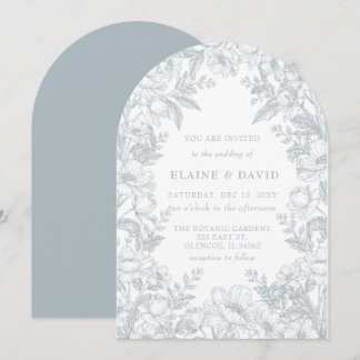 Invitación Elegant Blue Chinoiserie Floral Botanical Wedding