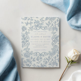 Invitación Elegant Blue Chinoiserie Floral Botanical Wedding