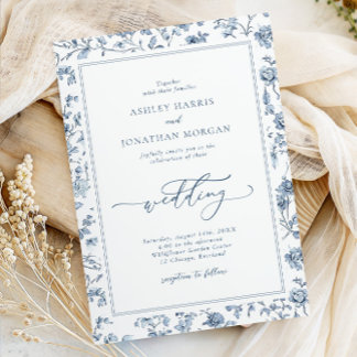 Invitación Elegant Blue Chinoiserie Wedding