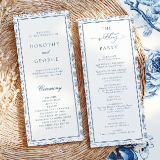 Invitación Elegant Blue Chinoiserie Wedding Program
